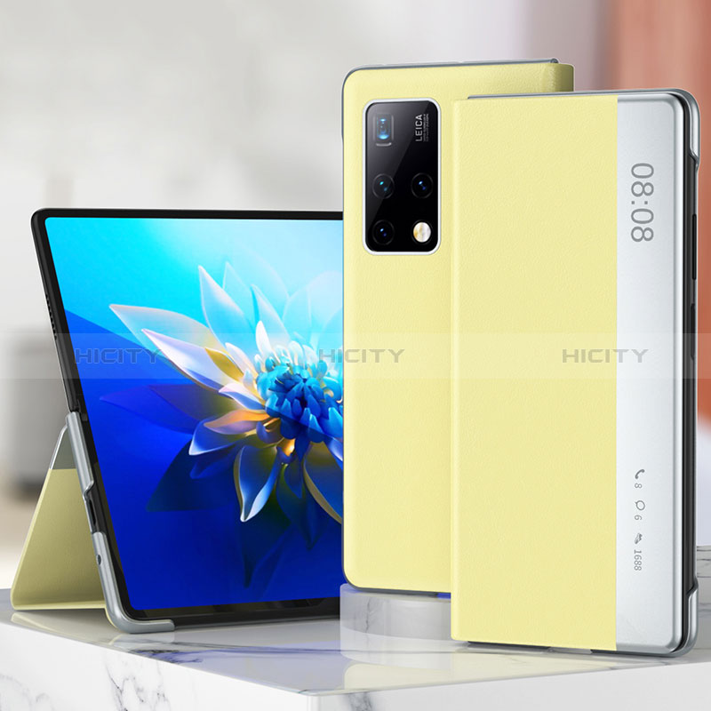 Custodia Portafoglio In Pelle Cover con Supporto ZL3 per Huawei Mate X2 Giallo