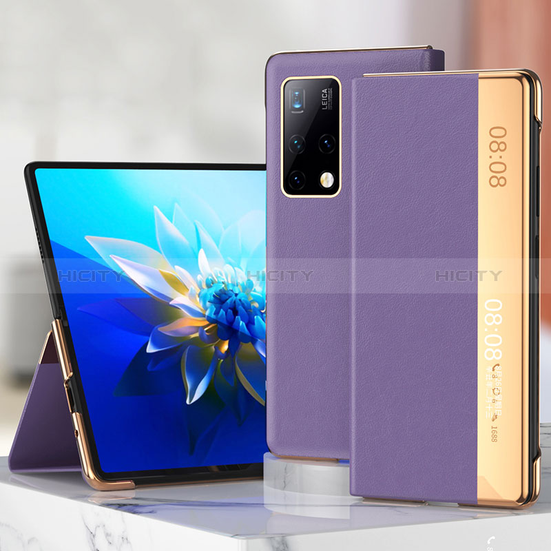 Custodia Portafoglio In Pelle Cover con Supporto ZL3 per Huawei Mate X2 Viola