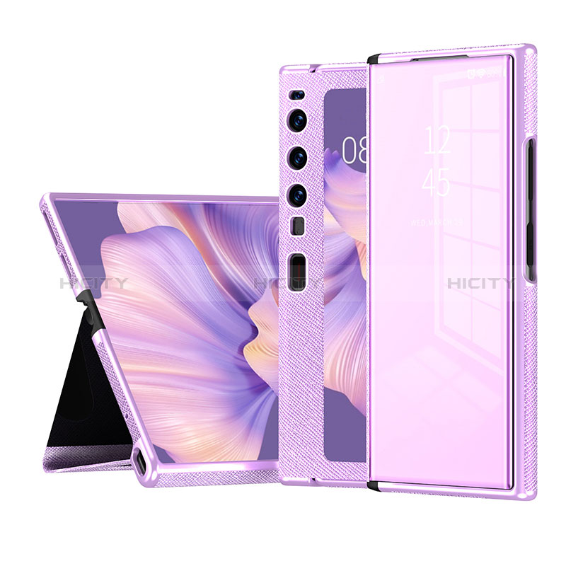 Custodia Portafoglio In Pelle Cover con Supporto ZL3 per Huawei Mate Xs 2 Viola