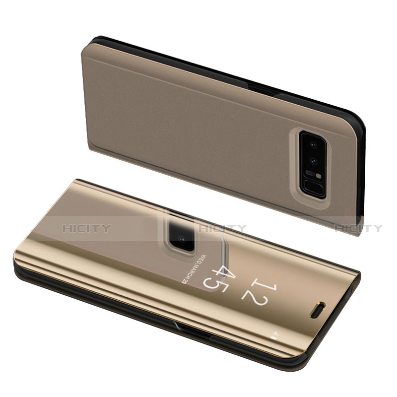 Custodia Portafoglio In Pelle Cover S01 con Supporto per Samsung Galaxy Note 8 Oro