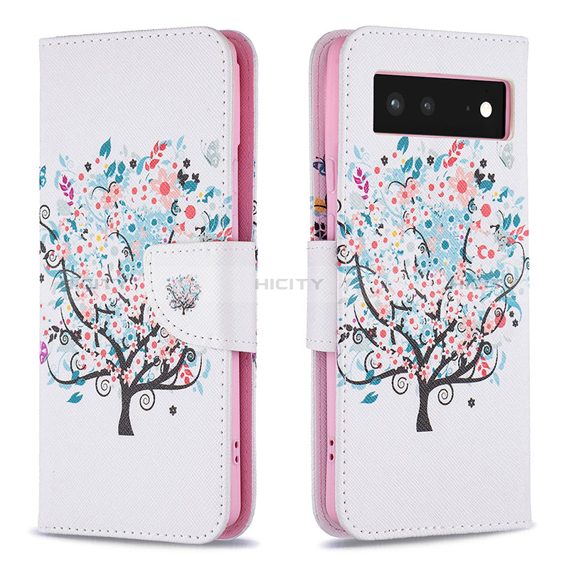 Custodia Portafoglio In Pelle Fantasia Modello Cover con Supporto B01F per Google Pixel 6 5G