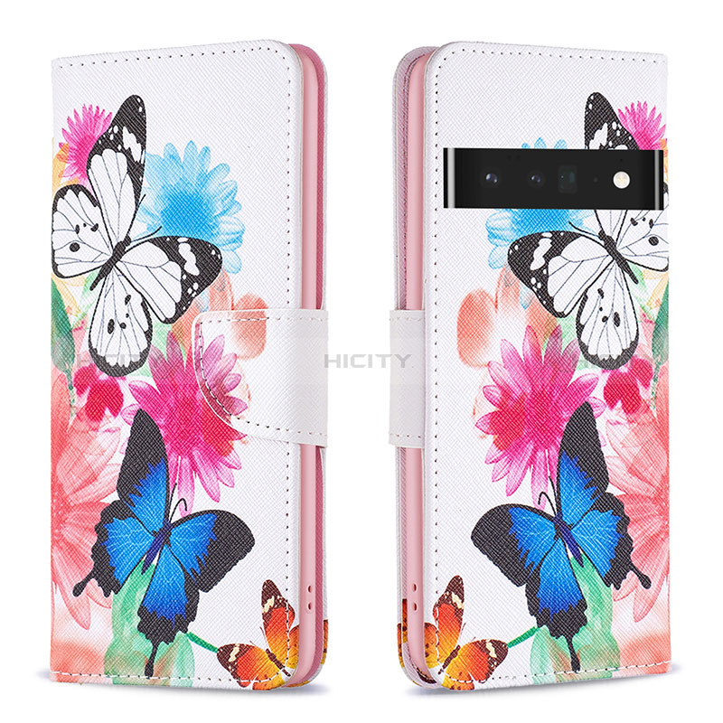 Custodia Portafoglio In Pelle Fantasia Modello Cover con Supporto B01F per Google Pixel 7 Pro 5G Colorato