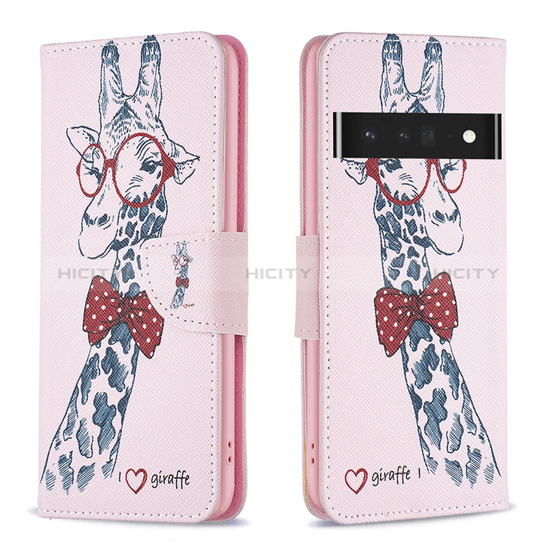 Custodia Portafoglio In Pelle Fantasia Modello Cover con Supporto B01F per Google Pixel 7 Pro 5G Rosa