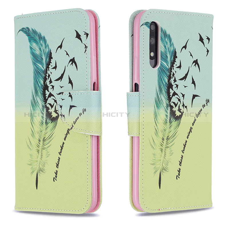 Custodia Portafoglio In Pelle Fantasia Modello Cover con Supporto B01F per Huawei Y9 Prime (2019) Verde Pastello