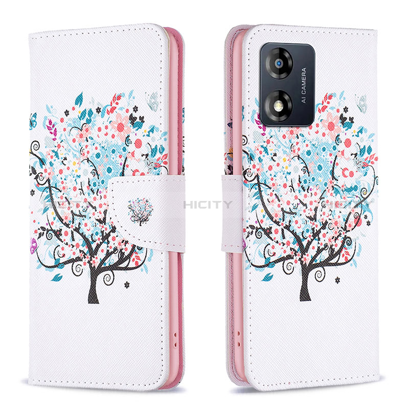 Custodia Portafoglio In Pelle Fantasia Modello Cover con Supporto B01F per Motorola Moto E13