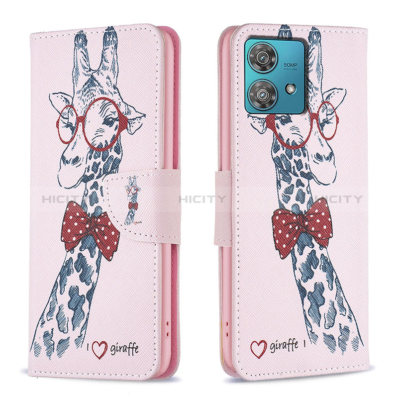 Custodia Portafoglio In Pelle Fantasia Modello Cover con Supporto B01F per Motorola Moto Edge 40 Neo 5G