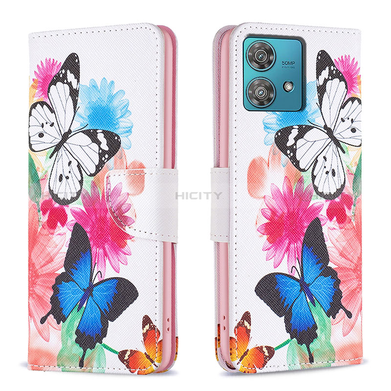 Custodia Portafoglio In Pelle Fantasia Modello Cover con Supporto B01F per Motorola Moto Edge 40 Neo 5G