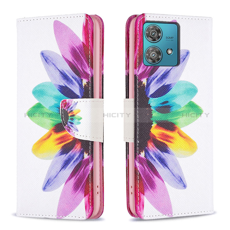 Custodia Portafoglio In Pelle Fantasia Modello Cover con Supporto B01F per Motorola Moto Edge 40 Neo 5G