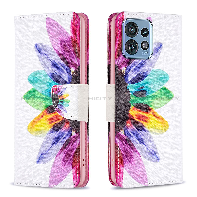 Custodia Portafoglio In Pelle Fantasia Modello Cover con Supporto B01F per Motorola Moto Edge 40 Pro 5G Multicolore