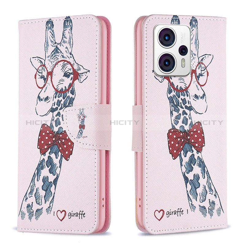 Custodia Portafoglio In Pelle Fantasia Modello Cover con Supporto B01F per Motorola Moto G13