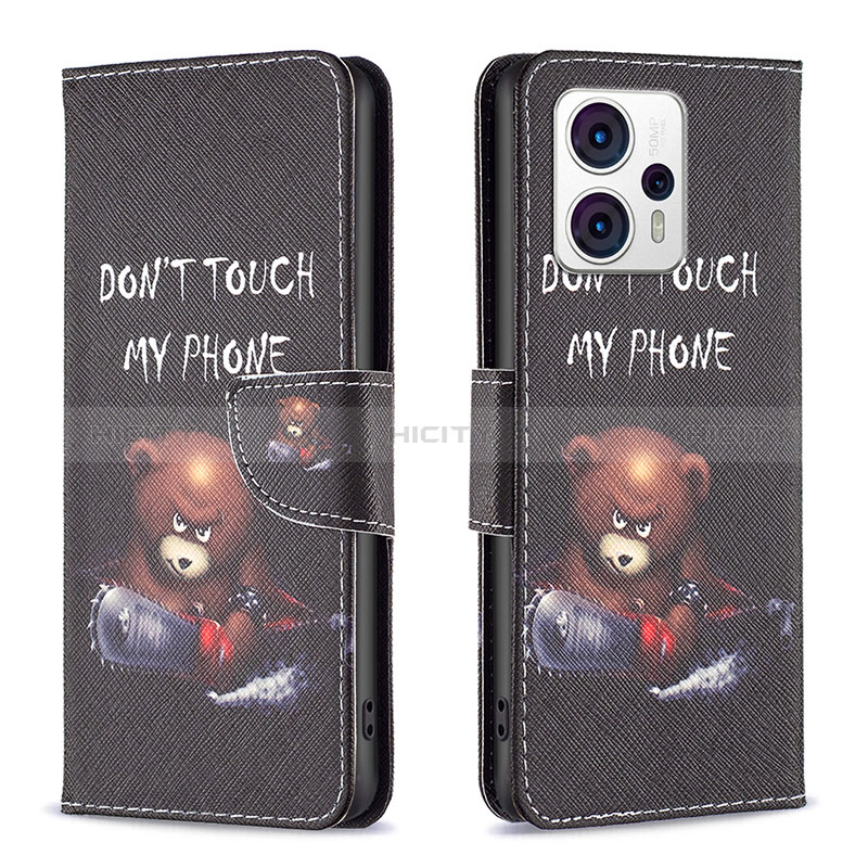 Custodia Portafoglio In Pelle Fantasia Modello Cover con Supporto B01F per Motorola Moto G23