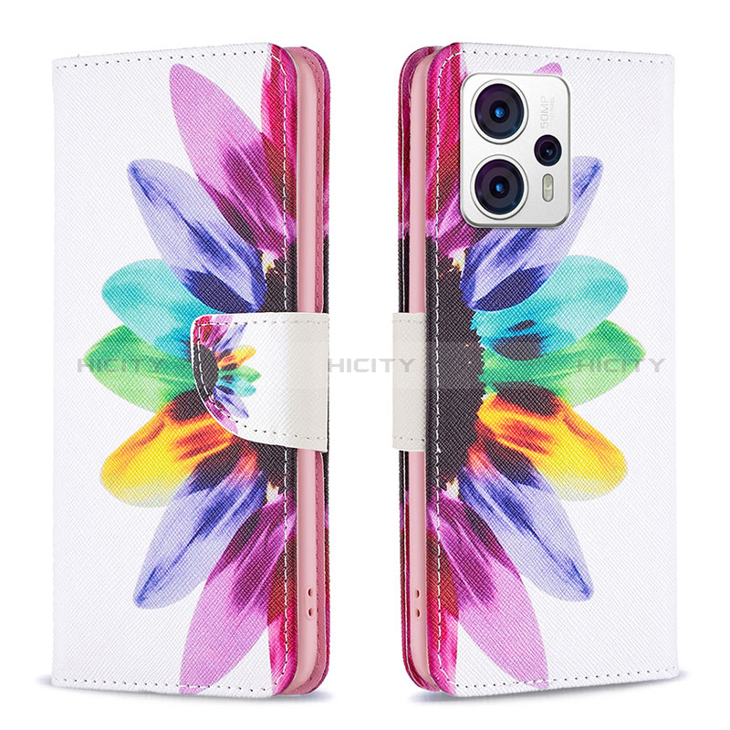 Custodia Portafoglio In Pelle Fantasia Modello Cover con Supporto B01F per Motorola Moto G23