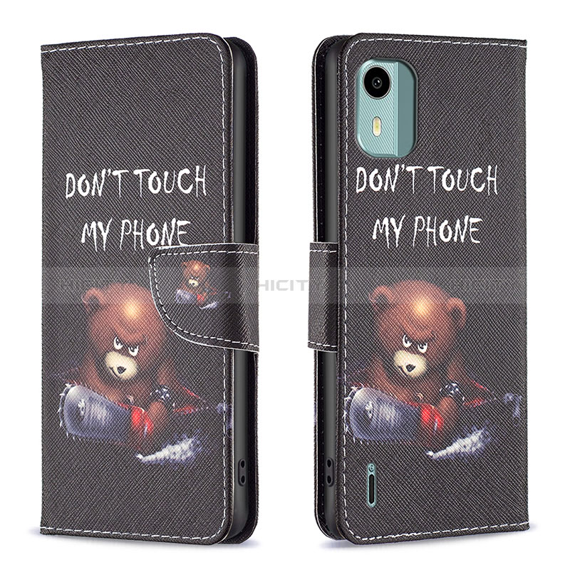 Custodia Portafoglio In Pelle Fantasia Modello Cover con Supporto B01F per Nokia C12 Plus