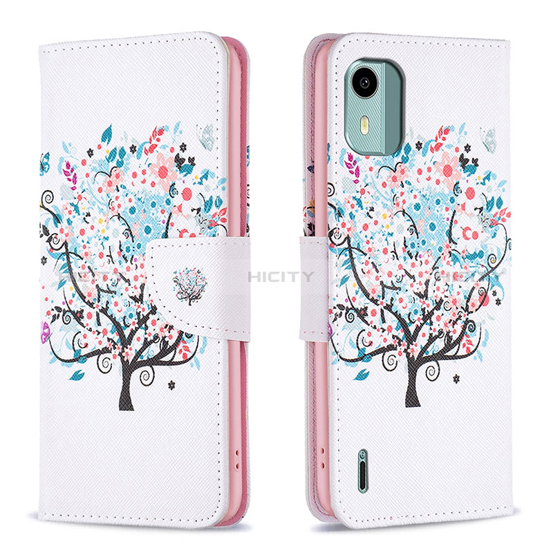 Custodia Portafoglio In Pelle Fantasia Modello Cover con Supporto B01F per Nokia C12 Plus