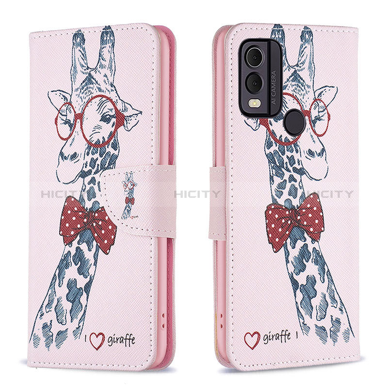 Custodia Portafoglio In Pelle Fantasia Modello Cover con Supporto B01F per Nokia C22