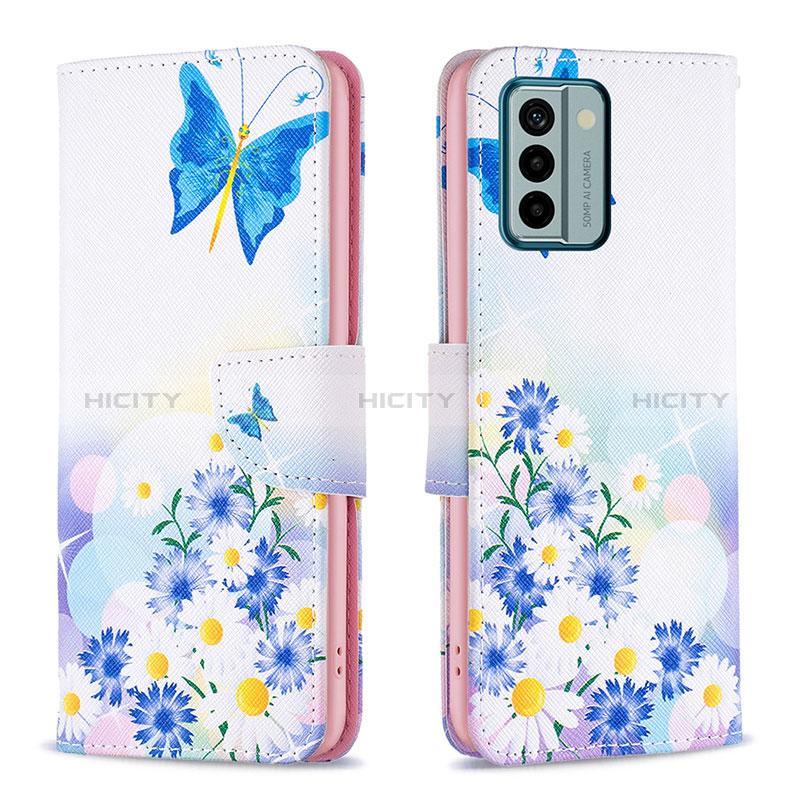 Custodia Portafoglio In Pelle Fantasia Modello Cover con Supporto B01F per Nokia G22 Blu