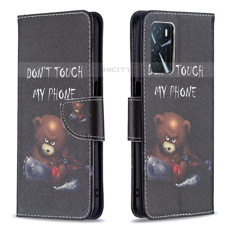 Custodia Portafoglio In Pelle Fantasia Modello Cover con Supporto B01F per Oppo A16s Grigio Scuro