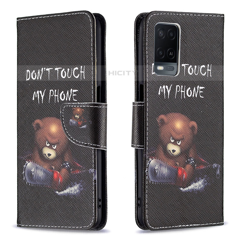 Custodia Portafoglio In Pelle Fantasia Modello Cover con Supporto B01F per Oppo A54 4G