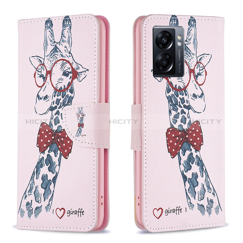 Custodia Portafoglio In Pelle Fantasia Modello Cover con Supporto B01F per Oppo A56S 5G