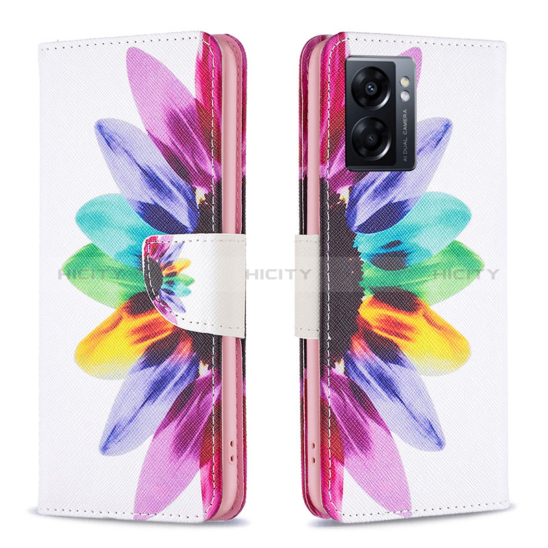 Custodia Portafoglio In Pelle Fantasia Modello Cover con Supporto B01F per Oppo A56S 5G