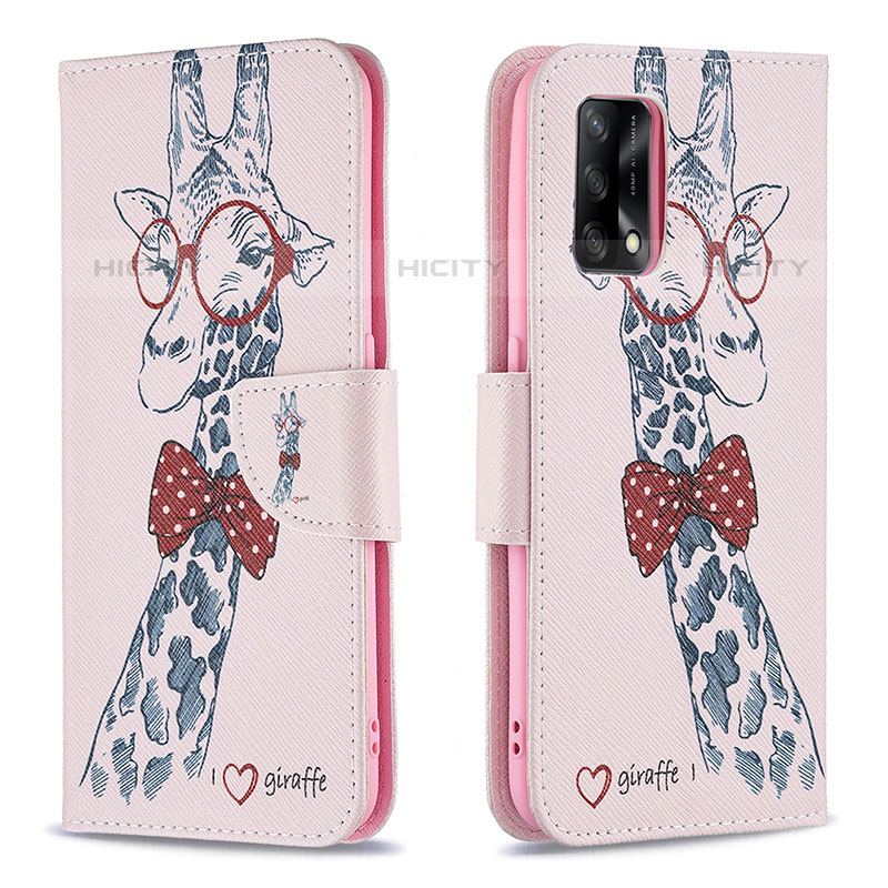 Custodia Portafoglio In Pelle Fantasia Modello Cover con Supporto B01F per Oppo A74 4G Rosa