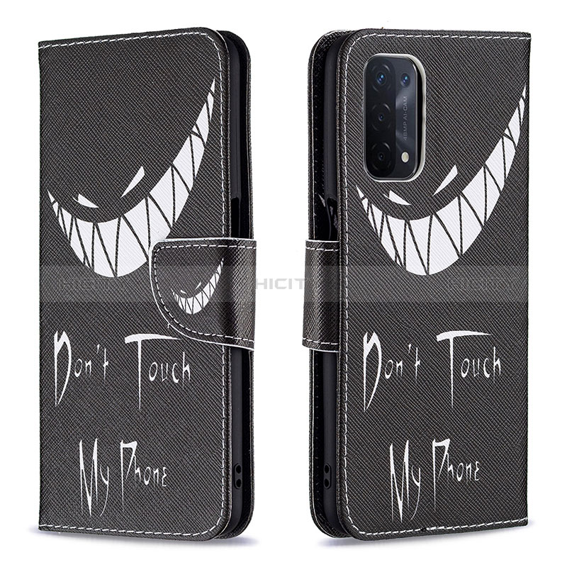 Custodia Portafoglio In Pelle Fantasia Modello Cover con Supporto B01F per Oppo A74 5G Nero