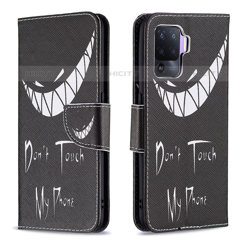 Custodia Portafoglio In Pelle Fantasia Modello Cover con Supporto B01F per Oppo A94 4G Nero