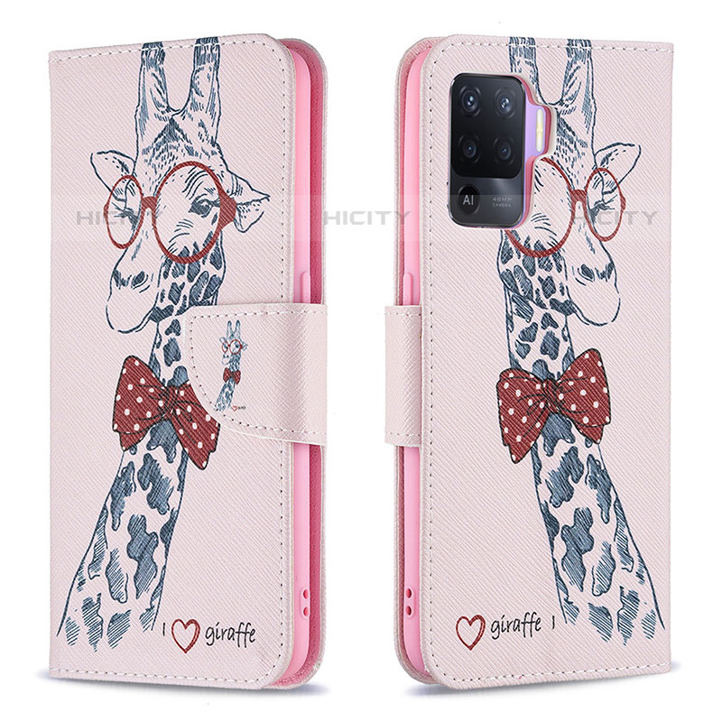 Custodia Portafoglio In Pelle Fantasia Modello Cover con Supporto B01F per Oppo A94 4G Rosa