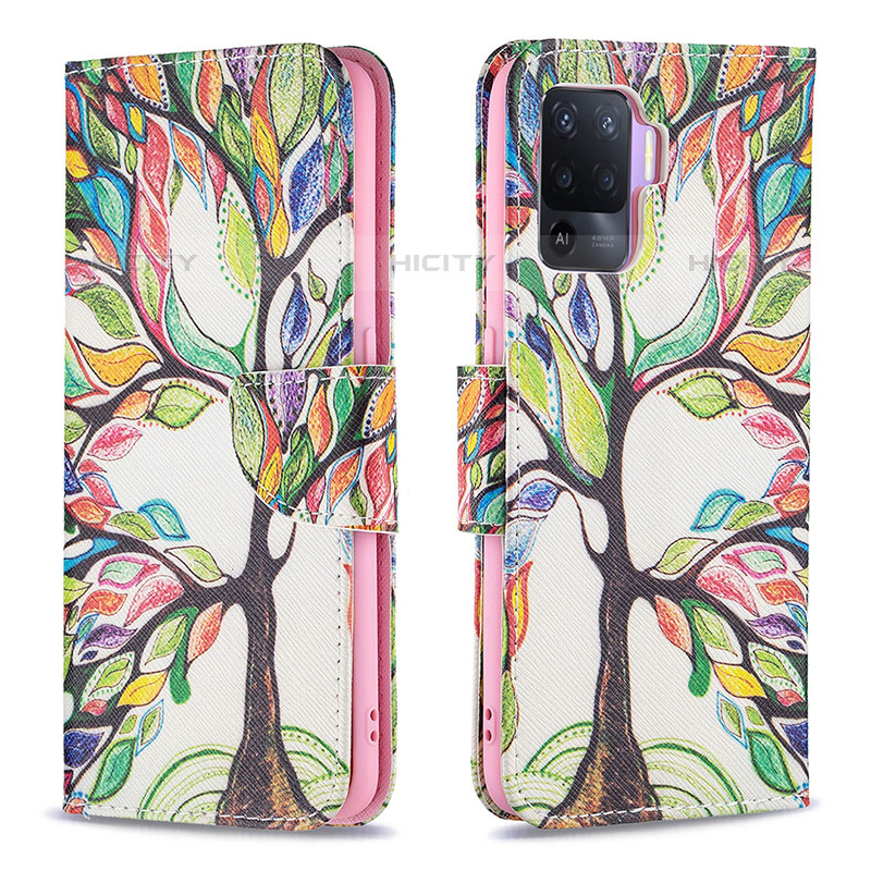 Custodia Portafoglio In Pelle Fantasia Modello Cover con Supporto B01F per Oppo A94 4G Verde