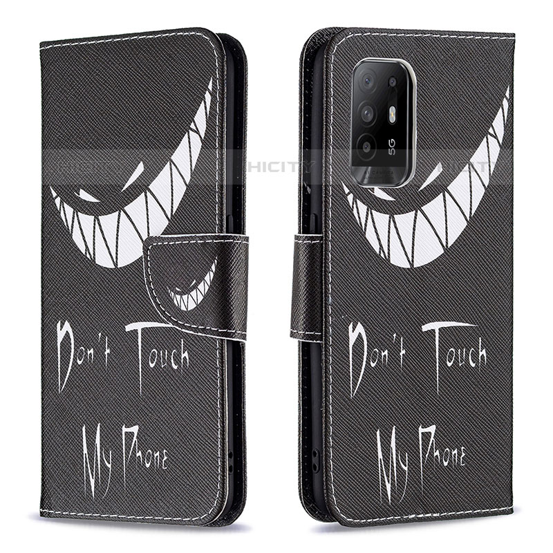 Custodia Portafoglio In Pelle Fantasia Modello Cover con Supporto B01F per Oppo A95 5G Nero