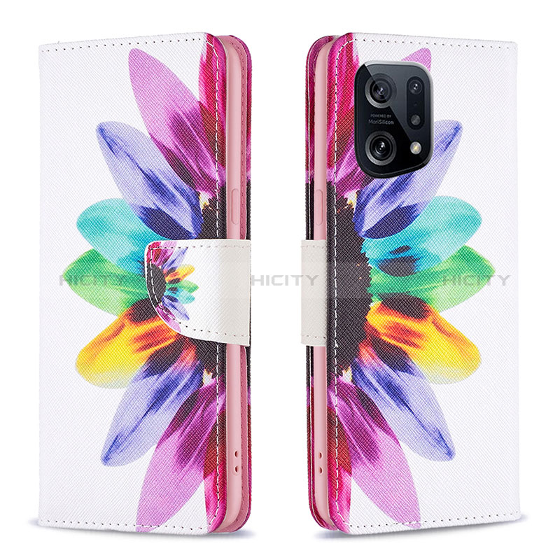 Custodia Portafoglio In Pelle Fantasia Modello Cover con Supporto B01F per Oppo Find X5 5G