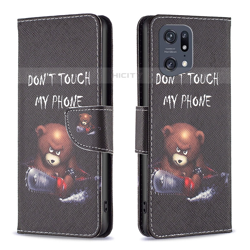 Custodia Portafoglio In Pelle Fantasia Modello Cover con Supporto B01F per Oppo Find X5 Pro 5G