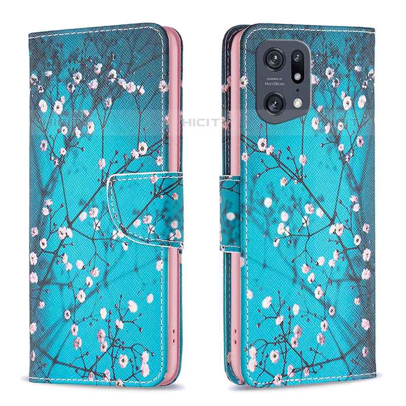 Custodia Portafoglio In Pelle Fantasia Modello Cover con Supporto B01F per Oppo Find X5 Pro 5G