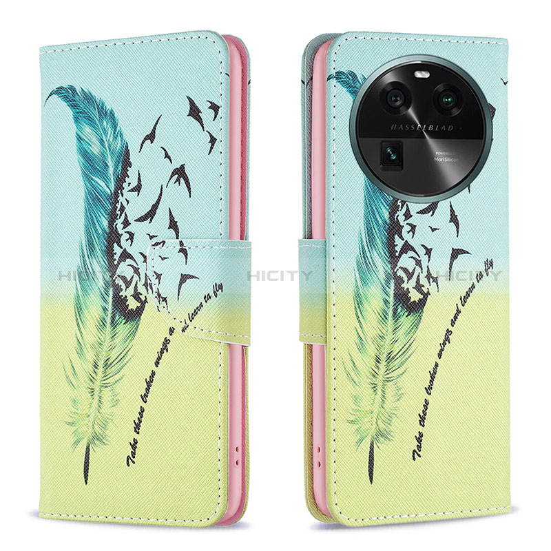 Custodia Portafoglio In Pelle Fantasia Modello Cover con Supporto B01F per Oppo Find X6 5G