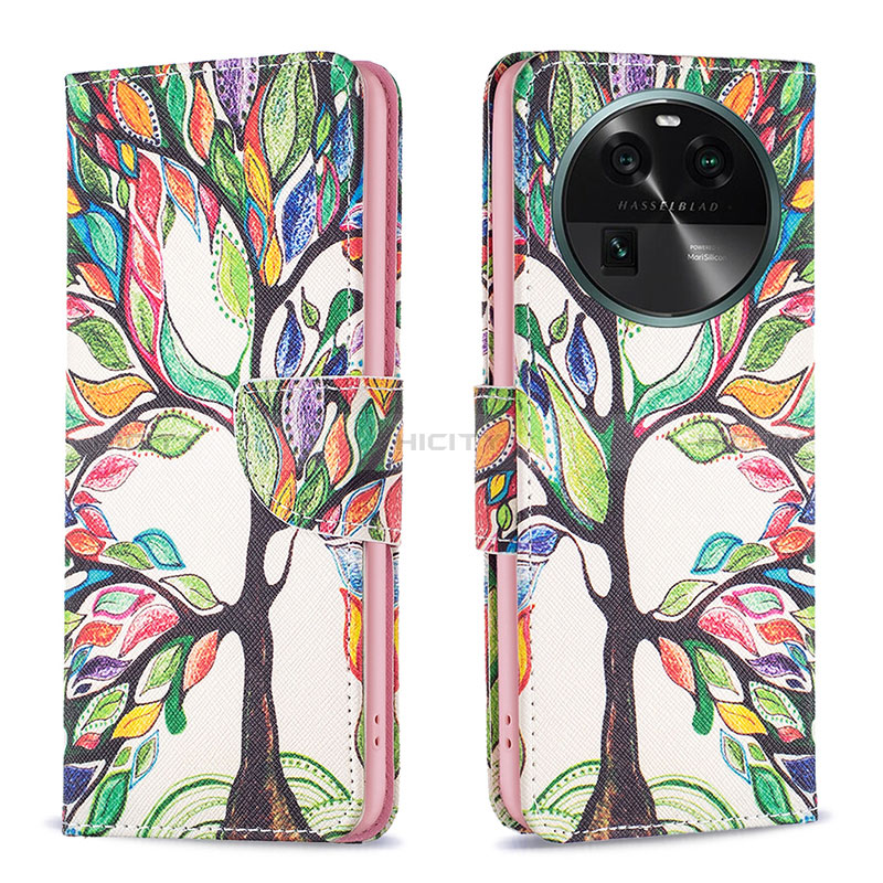 Custodia Portafoglio In Pelle Fantasia Modello Cover con Supporto B01F per Oppo Find X6 5G