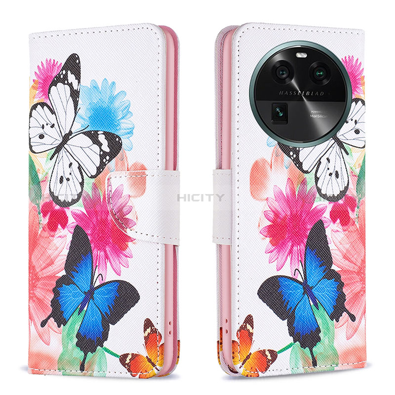 Custodia Portafoglio In Pelle Fantasia Modello Cover con Supporto B01F per Oppo Find X6 5G Colorato