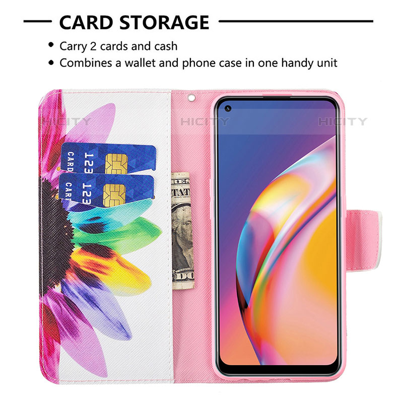 Custodia Portafoglio In Pelle Fantasia Modello Cover con Supporto B01F per Oppo Reno5 F