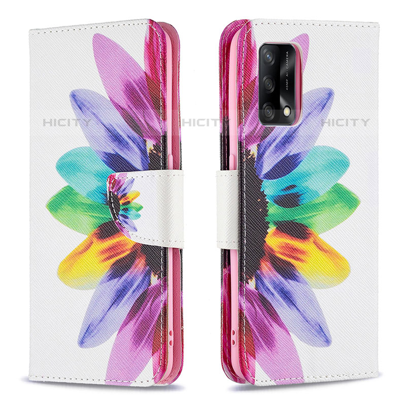 Custodia Portafoglio In Pelle Fantasia Modello Cover con Supporto B01F per Oppo Reno6 Lite Multicolore