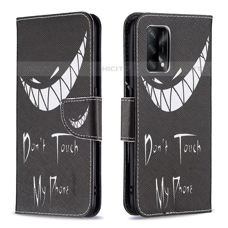 Custodia Portafoglio In Pelle Fantasia Modello Cover con Supporto B01F per Oppo Reno6 Lite Nero