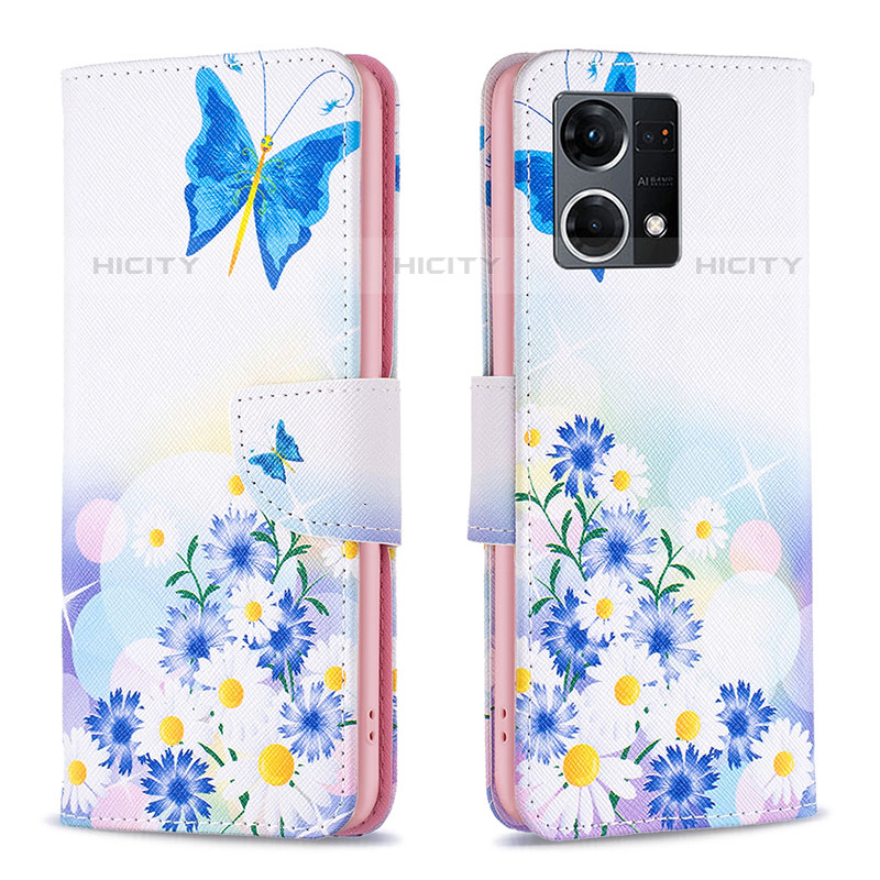 Custodia Portafoglio In Pelle Fantasia Modello Cover con Supporto B01F per Oppo Reno7 4G