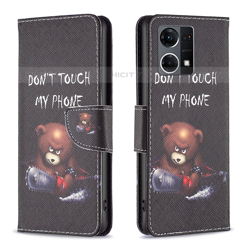 Custodia Portafoglio In Pelle Fantasia Modello Cover con Supporto B01F per Oppo Reno7 4G