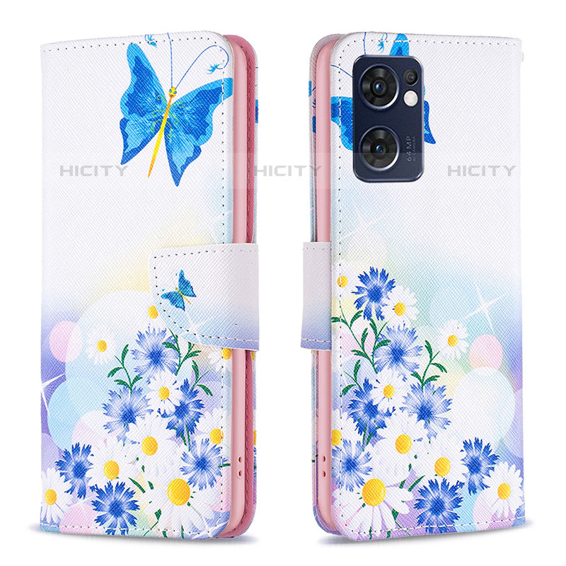 Custodia Portafoglio In Pelle Fantasia Modello Cover con Supporto B01F per Oppo Reno7 5G