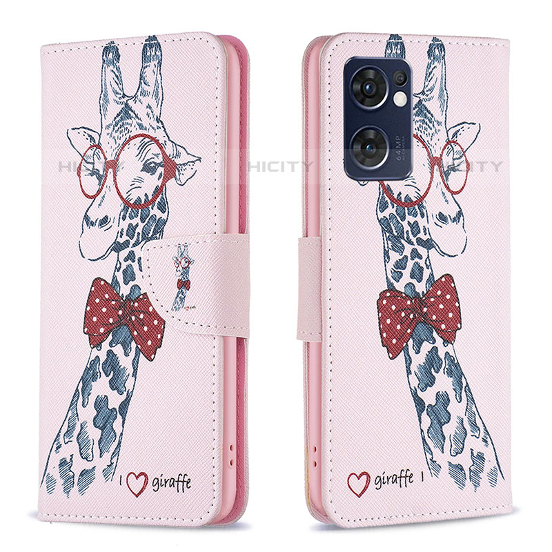 Custodia Portafoglio In Pelle Fantasia Modello Cover con Supporto B01F per Oppo Reno7 5G