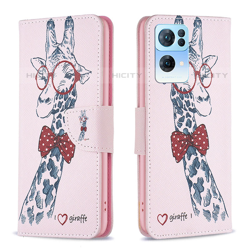 Custodia Portafoglio In Pelle Fantasia Modello Cover con Supporto B01F per Oppo Reno7 Pro 5G