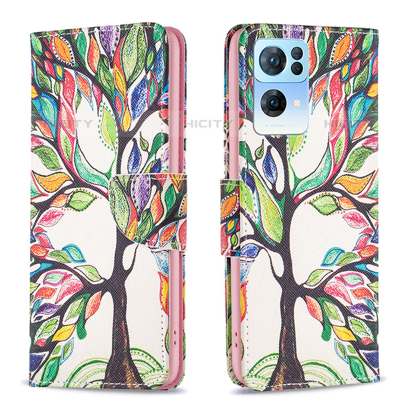 Custodia Portafoglio In Pelle Fantasia Modello Cover con Supporto B01F per Oppo Reno7 Pro 5G