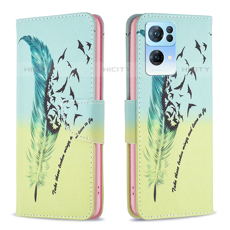 Custodia Portafoglio In Pelle Fantasia Modello Cover con Supporto B01F per Oppo Reno7 Pro 5G