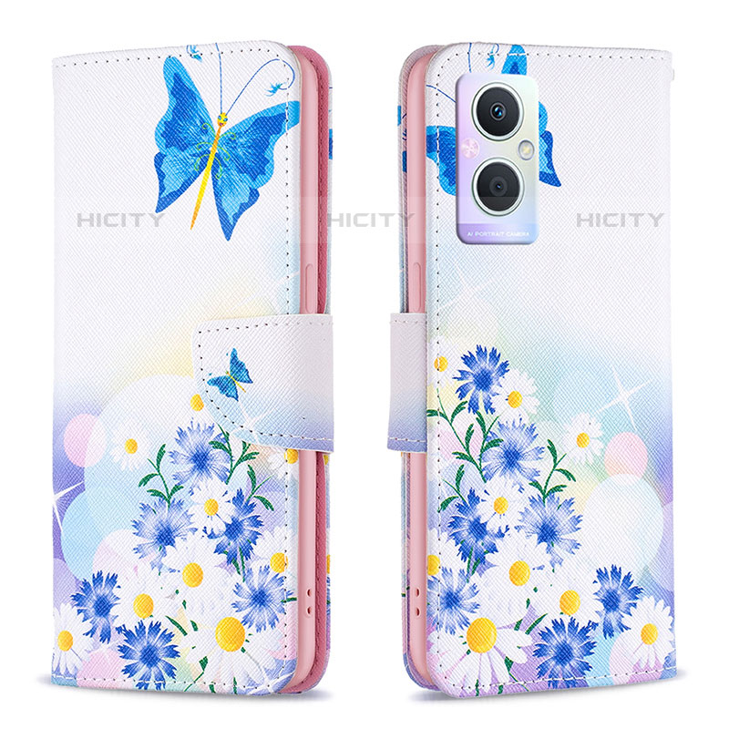 Custodia Portafoglio In Pelle Fantasia Modello Cover con Supporto B01F per Oppo Reno8 Lite 5G