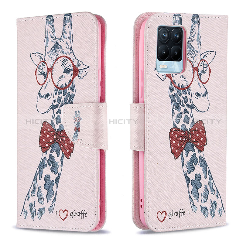 Custodia Portafoglio In Pelle Fantasia Modello Cover con Supporto B01F per Realme 8 4G Rosa