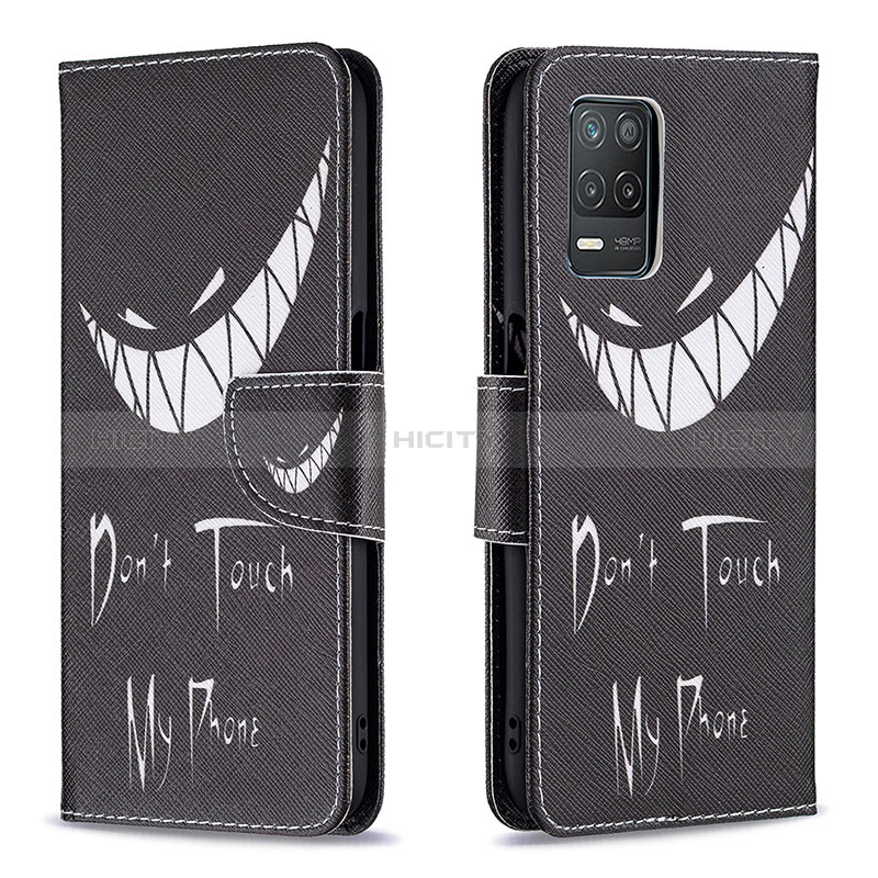 Custodia Portafoglio In Pelle Fantasia Modello Cover con Supporto B01F per Realme 9 5G India Nero