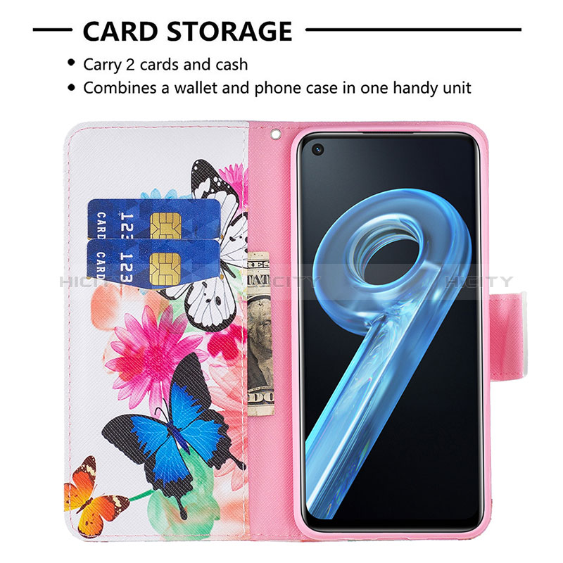 Custodia Portafoglio In Pelle Fantasia Modello Cover con Supporto B01F per Realme 9i 4G